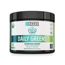 ZHOU Nutrition USDA Organic Supergreens Proszek, Superfood Smoothie Juice Mix, Spirulina, Chlorella, Wheatgrass, Kale, Fiber, Immune and Energy Support, Wegan, Non-GMO, 30 Służenie
