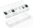 Cotygodniowe małe pióro Organizator, 7 dniowy pióro Case, Daily Witamina Case Medicine Box, Pill Container for Medicine Supplements Fish Oil (2szt, biały)