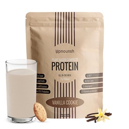 UpNourish Vanilla Cookie Vegan Protein Proszek 54 Superfoods Proszek, 1,5 Miliard CFU Probiotyki 21g roślin na bazie białka, No Sugar No Dairy No GMO Dairy Free, Mieszane zastępcze shake Keto- Friendly Low- Carb Diet, 15 Służenie