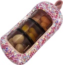 Bling Pill Organizator - Cute and Compact Pill Box for Purse - Stylowy pil Case with Sparkling Design - Przyjazny dla podróżnych -Slide in / Out Design Pill Organizer (Pink)