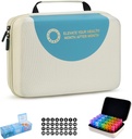 Drop- Dowód Miesięczny Pill Organizator 3 razy dziennie, 30 dzień podróży Pill Box Organizator 32 Codzienne Komory, Medicine Organizer Box dla witaminy, Olej rybny, Suplement (Beige)