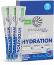Sunwarrior Hydration Powder Electrolyte Pakiety proszkowe B12 Elderberry Bis124; Blue Malina Flavored 18 Stick Packs 126g Pouch Biscard 124; Wegan i Plant- Based Sugar Free
