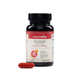 NatureWise CoQ10 200mg + Black Pepper Softgels - Wysoka Wchłanianie Koenzym Q10 + Black Pepper - Przeciwutleniacz dla Heart Health + Cellular Energy - Wegan, Non-GMO, Gluten- Free - 30 Count [30- Day Supply]