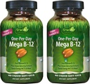 Irwin Naturals One- Per- Day Mega B- 12 1,500mcg Witamina metylokobalaminowa - Szybkie zwiększenie wchłaniania z MCT + Asian Ginseng - Natural Energy Boost - 60 Softgels płynnych (Opakowanie 2)
