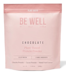 Bądź dobrze przez Kelly Chocolate Plant- Based Protein Powder, Wegan 21G Protein 9G Fiber 1 NetCarb (3 Składniki, 20 Służenia) 9 Amino Acids 3 BCAA No Soy, No Dairy, Stevii-Free No Sugar Dodano 1.85lb 840g