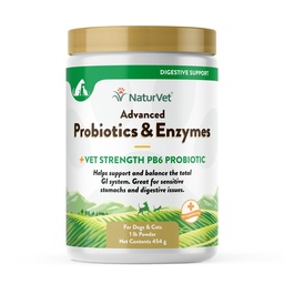 NaturVet - Zaawansowane Probiotyki i Enzymy - Plus Vet Siła PB6 Probiotyczne 124; Wspiera i Balanse Zwierzęta domowe z wrażliwymi stomachy & Digestive Issues 124; dla psów i kotów (1 lb)