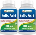 Best Naturals Kwas foliowy 1000 µg (witamina B9), 240 tabletek (1000 µg (opakowanie po 2))