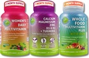 Wegańskie multiwitaminy i trio- cała żywność Multiwitamina z żelazem + Daily Multivitamine kobiet z wapniem na bazie żelaza + Plant, Magnezu, cynku, D3, K2 & Turmeric - Energia, kości i wsparcia immunologicznego