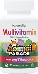NaturesPlus Animal Parade Dzieci Chewable Multivitamin - 180 Animal- Shaped Tablets, Pack of 3 - Natural Assorted Flavors - Wegan, Gluten Free - 270 Total Servings