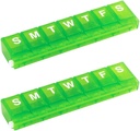 EZY DASE Cotygodniowy (7- Day) Pill Organizator, Medycyna Case, Witamina Planner Box, Małe Blokowanie Komory Bezpieczne leki na receptę i Zapobieganie rozlewania, Barwy maja (Małe Locking - 2 Pack)