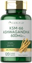 Carlyle KSM-66 Ashwagandha Root Extract 600mg | 120 Vegan Caplets | Supplement with L-Theanine | Non-GMO, Gluten Free