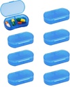 8PCS Pill Case Organizer Pocket Small Pill Holder, Daily AM & PM containers, Medicine Holder, Ideal for Medication, Vitamin, Supplement, Perfect for Travel, Ideal for Purse (Blue)