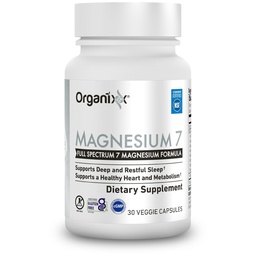 Suplement Magnezu organixx, Kapsułki magnezu naturalnego do wspomagania snu, Odzysk mięśni, z witaminą B6 i cytrynian manganu i glicynian, Wysoka Absorpcja, Wegan, Nie GMO (30 Count)