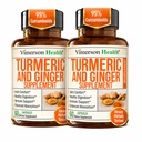 Kurkumina Kurkumina suplement z Ginger Root dla wspólnego wsparcia, Digestive & Gut Health - Zawiera organiczną kurkuminę kurkuminy z czarnej pieprzu (Bioperine) dla zwiększonej absorpcji - 60 kapsułki, 2 opakowania