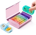Zannaki Metal XL Cotygodniowy Pill Organizator 2 razy dziennie, Duże Podróże codzienne Pill Box 7 dzień, Przenośny Tydzień Dwa razy Pill Holder pojemnik, AM PM Pill Case for Medicine witaminy suplement medyczny, różowy