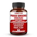 Koreański czerwony Panax Ginseng 750mg Najwyższy potencjał z Ginkgo Biloba i Ashwagandha, Boost Energy, Pamięć i System immunologiczny - Suplement Focus Pills dla mężczyzn i kobiet, 90 Kapsułki wegańskie