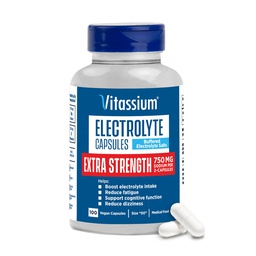 Witamina Dodatkowa moc Kapsułki elektrolitów, 750mg sodu do zarządzania POTS i wysokich diet sodowych, Nieflawored, 100 tabletek soli (rozmiar 00)