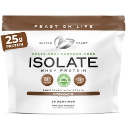 Mięśnie Uczta Grass- Fed protein serwatki Isolate, Wszystkie naturalne hormon wolne pastura wzrosła, serwatka Isolate Protein Proszek dla mężczyzn i kobiet, Czysty, Bez gluten-, Pyszne Izolate Protein - Czekolada, 2lb