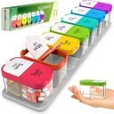 Extra Dużego Tygodnia Pill Organizer - XL Witamina Holder z 7 Odłączalne Komory AM PM - Przenośny Dispenser Medyczny do domu i podróży, Big Supplement Container for Weekly or Daily Use, Rainbow