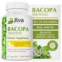 Jiva Botanicals Bacopa Monnieri Supplement Pure 1000mg per Serving - High Potency Bacopa Monnieri (Brahmi) & Extract for Normal Brain, Focus, & Memory Support - Ayurvedic Herbs - 60 kapsułki