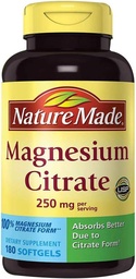 Nature Made Magnezu Citrate 250 mg Suplement diety (Netcount 180 Soft żele), 180Count
