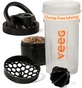 Butelki Veeg Shaker do mieszania białek, Butelka do wstrząsania białkami z kulką do mieszania, sitko, schowek. 24 Oz siłownia shaker butelka, Flip Top Lid, Carry Handle. Bezwładniający, odporny na przecieki, zmywarka do naczyń.