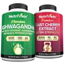 Żywotna żyłka Premium Ashwagandha Kapsułki & Tart Cherry Kapsułki Bundle: Wysoka Absorpcja Tart Cherry Extract i Ashwagandha Suplementy do Odzyskiwania, Równowaga i Witalność
