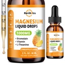 Płynne krople glicynianu magnezu, 1000mg płynnego kompleksu magnezu suplement do snu, Nerwy, Energia, Mięśnie, Kości, Spokój i Spożywanie, Wysoka absorpcja, 2 Fl Oz, Bezcukrowy aromat ananasowy