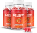 BeLive Gummies Elderberry z cynku i witaminy C - Suplement wsparcia immunologicznego z witaminą D, A, E, B12 - Gummies dla zdrowych kości i zębów, Wegan, Keto & Non-GMO - Malina Flavor 124; 3- Pack