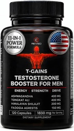 Anaboliczne Booster & Muscle Builder, T- GAINS Testosteron Suplement dla mężczyzn, TRT Test Booster & Estrogen Blocker, HGH Suplementy dla mężczyzn - Tongkat Ali Fadogia Agrestis dla wzrostu mięśni, 120 Czapki