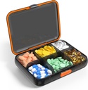 Duży Travel Pill Organizator Przenośny Dispenser Wilgotny Resistant Pill Case for Vitamins Medications Fish Oil Supplements 6 Complete Pill Box Usuwalne Dividers (Czarny)