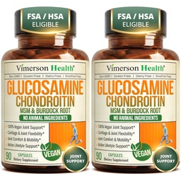 Glukozamina Chondroitin MSM - Joint Support Supplement for Women and Men with Glucozamine Sufate 1500 mg, Chondroitin and MSM - for Cartilage, Joint Health and Flexibility - 2 Pack, Vegan