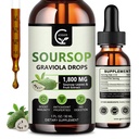 (2 opakowania) Soursop Graviola płynne krople 1800mg, 98% Wchłanianie Soursop Bitters Liquid for Cell Support & Regeneration, Immune Boost, Relax, Wątroba i Sen, Herbal Goodness, Gluten Free, 1 Fl Oz