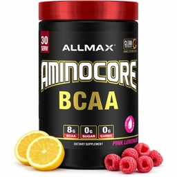 ALLMAX Nutrition AMINOCORE BCAA - 8G BCAA - 100% Pure Branch Chained Amino Acids - Gluten Free - Pink Lemonade - 315 Gram