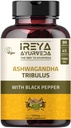 Ashwagandha kapsułki organiczne 1000mg (90 kapsułek) wykonane z Tribulus Terrestris, Shatavari i Black Pepper składników organicznych 124; 45 Days Supply