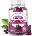 softbear Wapnia Magnezu Gummie cynku dla kobiet, Wysoka Absorpcja Wapnia Magnezu Suplement do kości, Bez cukru, Wegan, Flavor 60 Gummies