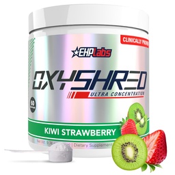 EHP Labs OxyShred PreWorkout Proszek - Proszek do treningu wstępnego z L Glutamina i Acetyl L Karnityna, Energy Boost Drink - Kiwi Truskawka, 60 Służenie