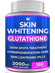 Glutation Whitening Pills - 180 kapsułki 2000mg Glutation - Efektywny suplement do rozjaśniania skóry - Ciemne plamki, Melasma & Trądzik Remover, Leczenie przebarwienia - Przeciwutleniacz starzenia
