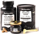 Lepsze Alt Shilajit Resin 30 gm & Sea Moss Kapsułki energii Duo 124; Czysty Himalayan Shilajit Gold Grade dla mężczyzn i kobiet z wysoką potencją i Morza Irlandzkiego Moss z Black Seed Oil