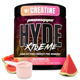 PROSUPPS Pan Hyde Xtreme Pre Workout Powder with Creapine, Beta Alanine & Caepine - Extreme Energy, Pompy, Focus & Performance - Fitness & Gym Suplementy dla mężczyzn i kobiet (Arbuz, 30 Sług)