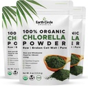 Ziemskie Circle Organic Chlorella Proszek Superfood 124; Koszerna 124; Broken Cell Wall Chlorophyll, Wegan, Super Green Algae, Clean Chlorella, Wysoka w proteinie, Fiber & Amino Acids - 4oz (3 Pack)