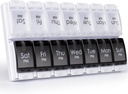 MERICARGO Am Pm Pill Organizator 7 dzień, 2 razy w ciągu dnia duży tygodniowy pill Box, Push Przycisk codzienne pill Case dla witaminy, olej rybny, suplementy