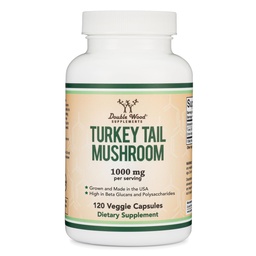 Turkey Tail Mushroom Supplement (120 Kapsułki - 2 Miesiąc dostaw) (Coriolus Versicolor) Kompleksowe wsparcie systemu immunologicznego, Non- GMO, Gluten Free, Dorośli i Encapsulated w USA przez podwójne drewno