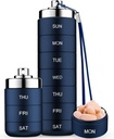 Mossime Metal Travel Pill Organizator, Portable 7 Day Organizator Witaminy Stackable, wodoodporny 1 razy dziennie Pill Box, Duży pojemnik na pióro, Daily Medicine Organizer for witaminy, Olej rybny, Suplement