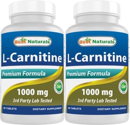 Najlepsi naturalni L- Carnitine 1000mg 60 tabletek (60 liczenie (opakowanie po 2))