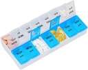Pill Organizator 7 dzień, Pill Box 2 razy w ciągu dnia PM Pill Case, Cotygodniowy pojemnik Pill Portable Travel Medicine Box dla witamin i suplementów (Blue- White)
