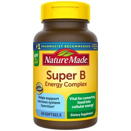 Nature Made Super B Energy Complex, Suplement diety dla wsparcia systemu nerwowego, 60 Softgels, 60 Day Supply