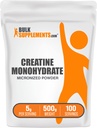 BulkSupplements.com Kreatywny proszek jednowodny - Mikronizowany proszek krewowy, niełuskany - Pure & Gluten Free, 5 g na jedną porcję, 500 g (1,1 lbs) (opakowanie po 1)