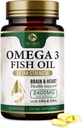 Omega 3 Fish Oil Pills 2400mg - Triple Strength Omega 3 Fish Oil Supplements - Best EPA & DHA Fatty Acids for Brain & Heart Health Support, Nature's Omega3 Supplement, 30 Day Supply - 60 Softgels