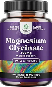 Pure Magnezu Glycinate Supplement 400mg Per Serving - Wegan Wysoka Absorpcja Chelated Kapsułki magnezu dla kobiet i mężczyzn z Elemental 400mg for Mood Sleep and Relaxation Support - 180 Count